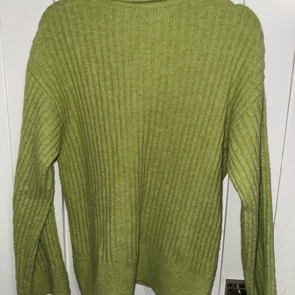 ZARA Like Green Ribbed Polo Collar Sweater - Picture 4 of 5